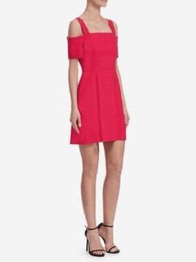 NWT A.L.C. Calla Cold-Shoulder Square Neck A-line Dress in Red.  Sz 2